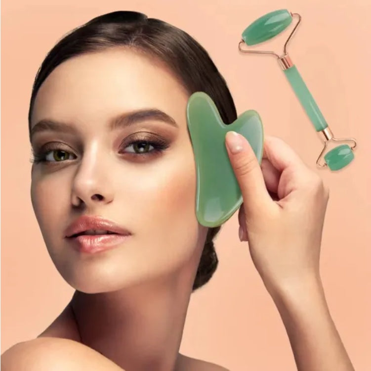 Gua Sha Board 2PCS Massage Stone For Facial Body Skincare Roller