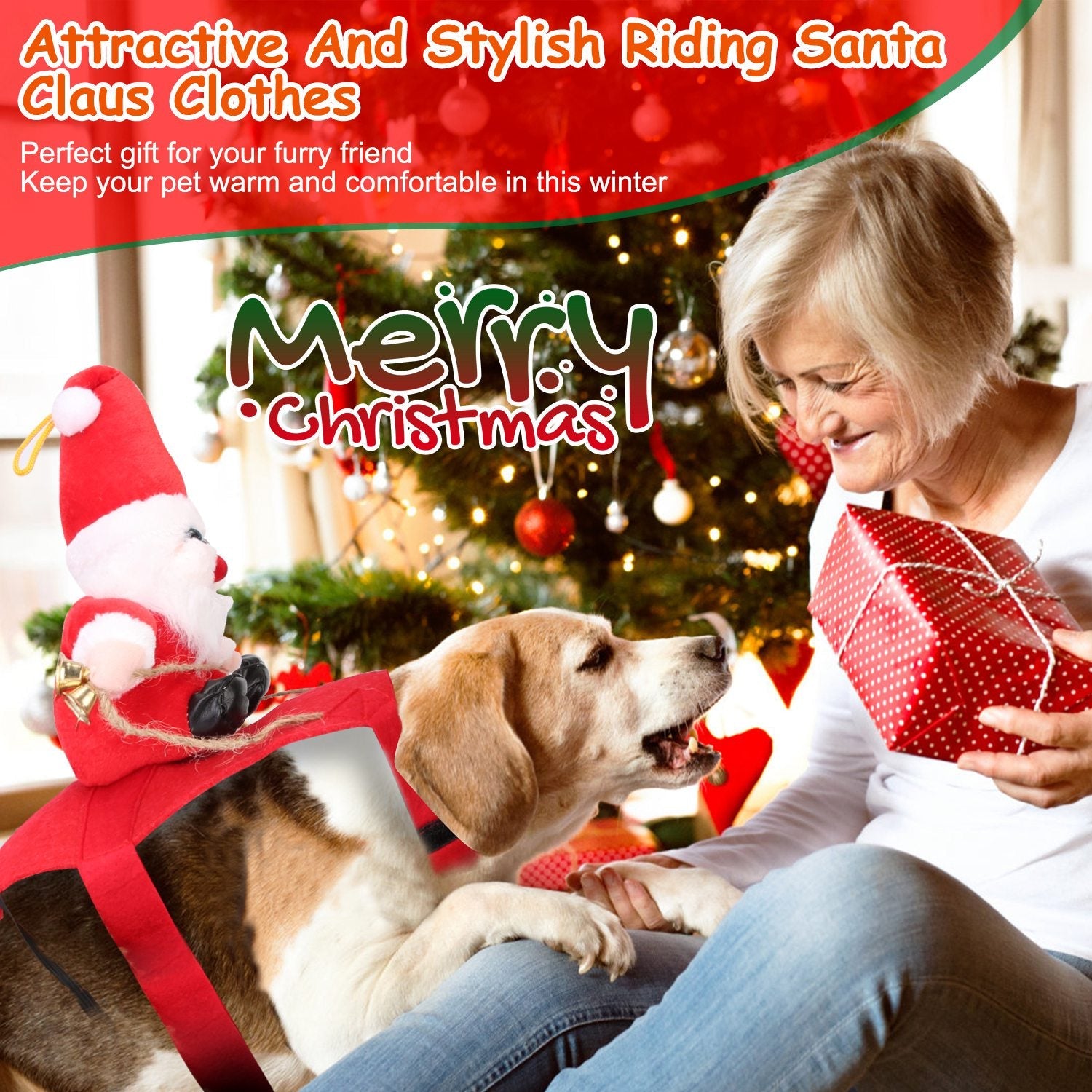 S-M-L-XL Options -- 1Pc Pet Christmas Costumes Red Winter Coat For Dog