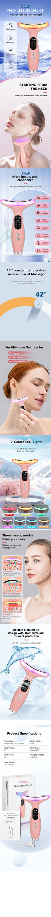 7Color Neck Face Massager Facial Massager Tool for Skin Care at