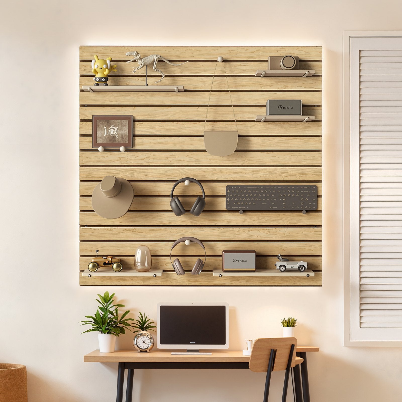 Slat Wall Paneling, 4 x 4ft, MDF Garage Slatwall with Modular Design,