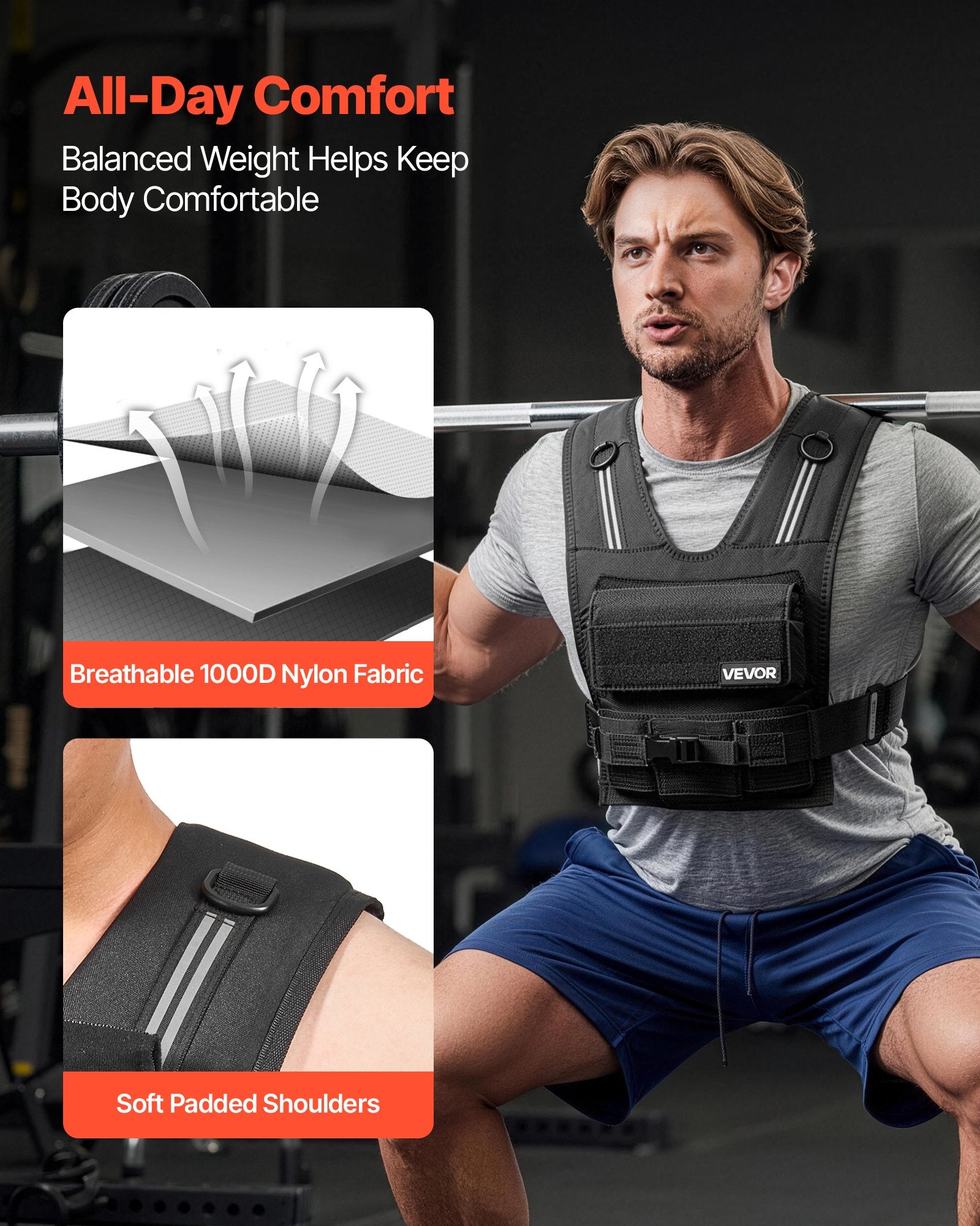 Adjustable Weighted Vest, Body Weight Vest with Iron Weights, Shoulder