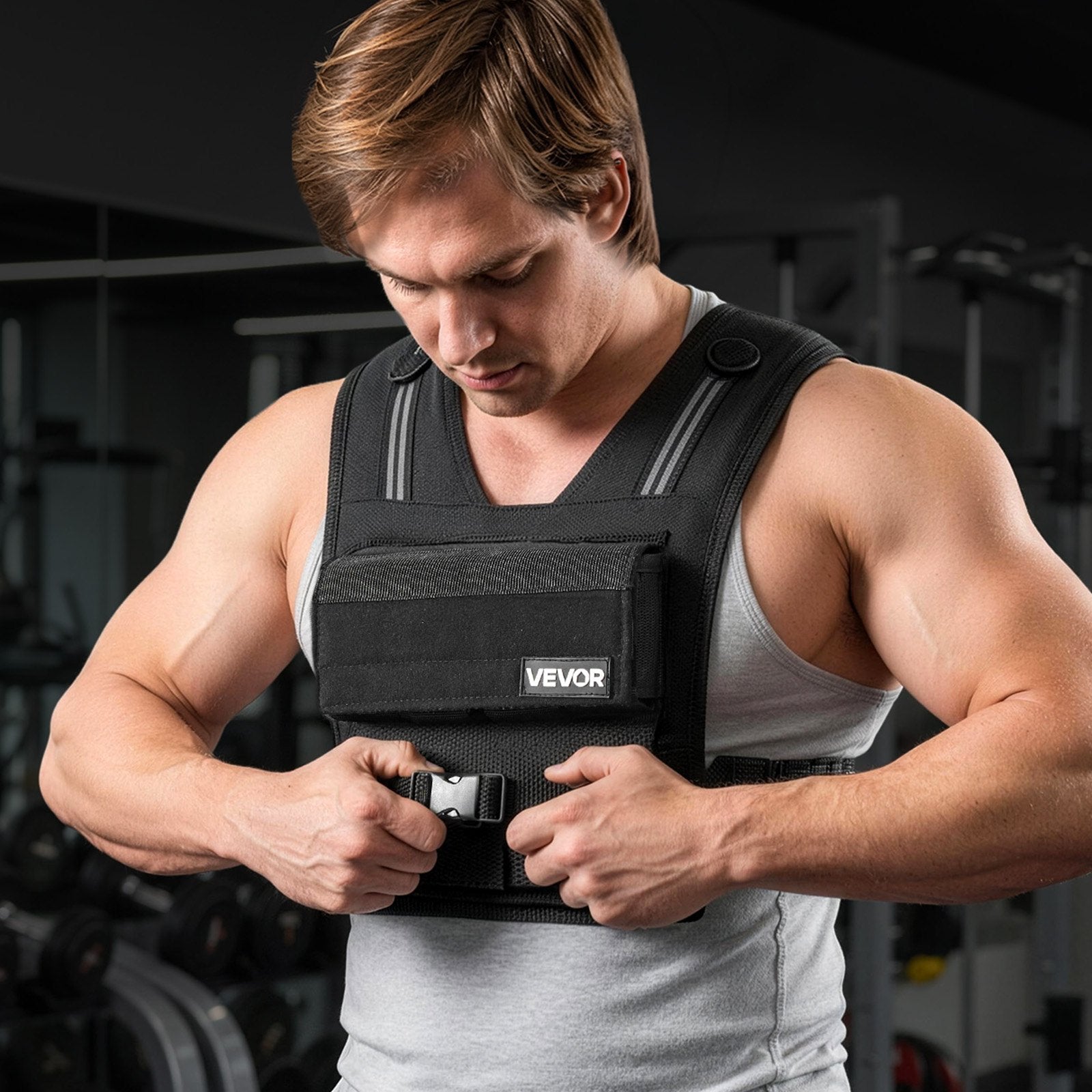 Adjustable Weighted Vest, Body Weight Vest with Iron Weights, Shoulder