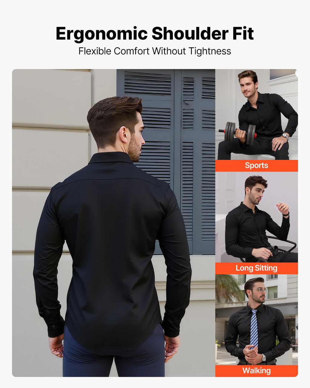 Men's Button Up Shirt, Mens Long Sleeve Wrinkle-free Button Down Dress