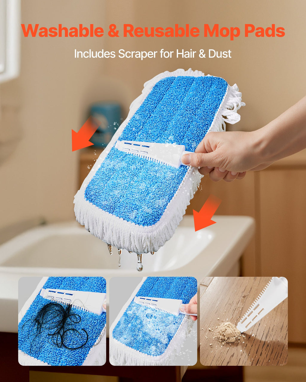 Spray Mop, with 3 Washable Pads for Dry and Wet Floor Cleaning & an