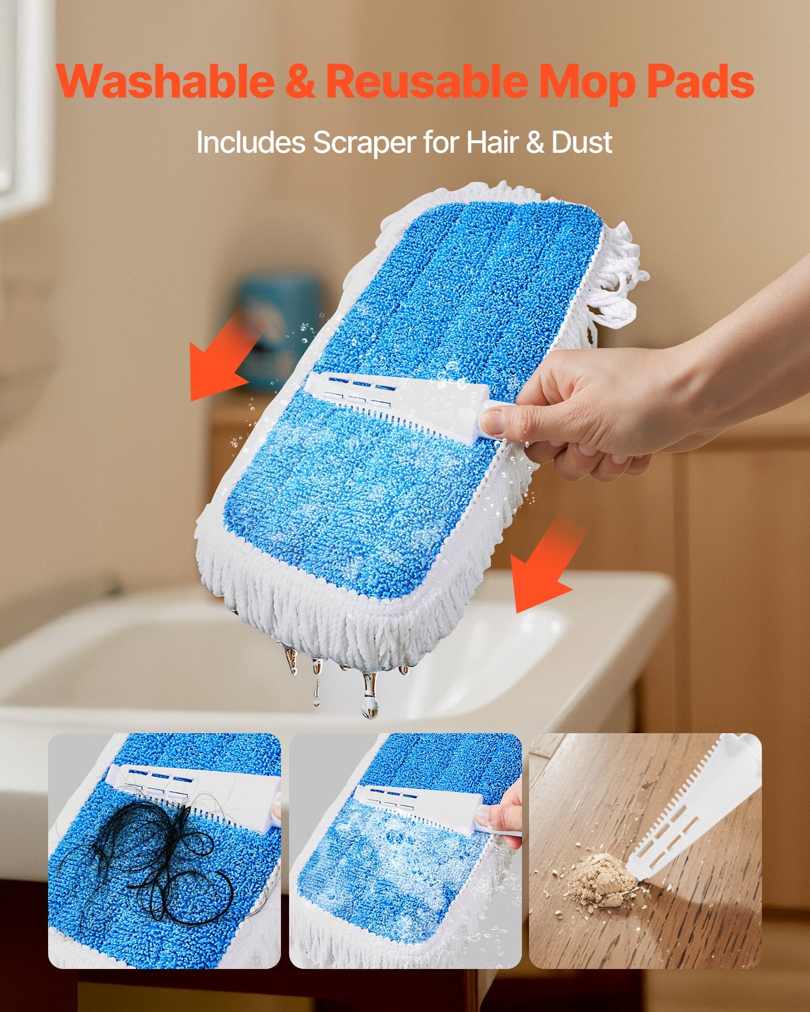 Spray Mop, with 3 Washable Pads for Dry and Wet Floor Cleaning & an
