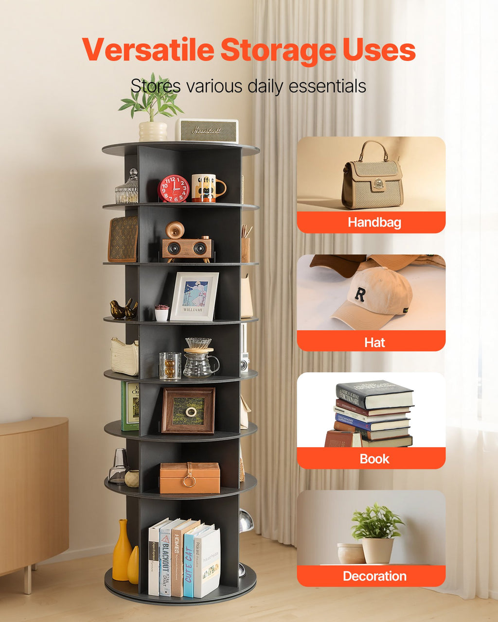 7 Tiers Rotating Shoe Rack Tower, 360掳 Spinning Shoe Rack, Revolving